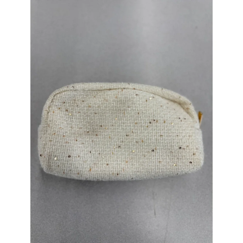 Stoney Clover Lane Gloss & Co Bride Makeup Bag Pearl Patch Ivory Tweed Pouch